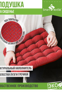 Сидушка-подушка для мебели с гречневой лузгой смесовая ткань "Уют-Премиум" красный