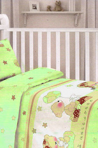Детское постельное белье поплин "Мой ангелочек" зеленый