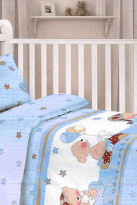 Детское постельное белье поплин "Мой ангелочек" голубой