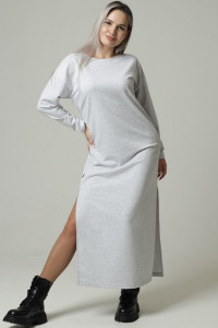 Платье женское П169 футер с лайкрой (р-ры: 44-60) серый меланж
