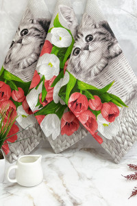 Набор кухонный из 3-х полотенец вафельное полотно ПВ-29008 вид 1 Подарок