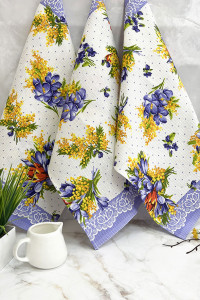 Набор кухонный из 3-х полотенец вафельное полотно ПВ-5615 вид 1 Мимоза