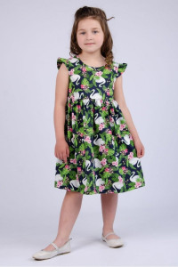 Платье детское "Лебеди" ПлД-49 кулирка (р-ры: 104-128) зеленый