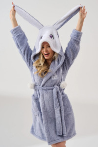 Халат женский 2023-Вф "Заяц Аниме" трикотаж (р-ры: 42-48) сиреневый