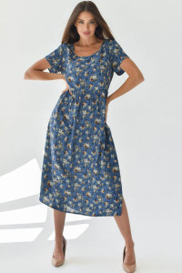 Платье женское "Фиджи" штапель (последний размер) синий 64