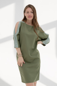 Платье женское ODIS-П448ОЛ плательная ткань (р-ры: 46-56) оливковый