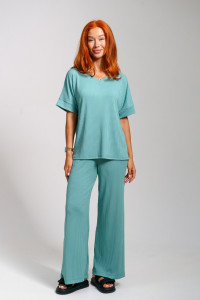 Костюм двойка женский 896 лапша (р-ры: 44-56) олива