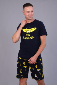 Пижама мужская П850 "Банан" кулирка (р-ры: 48-58) синий