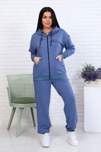 Костюм двойка женский 907-1 футер 2-х нитка с лайкрой (р-ры: 46-60) синий