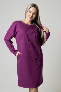Платье женское П164 футер с лайкрой (р-ры: 48-60) слива