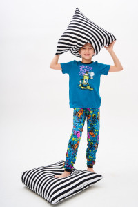 Пижама детская "Яркий" трикотаж (р-ры: 92-134) синий