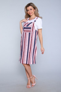 Платье женское "Кайла" Р-5093 кулирка (р-ры: 48-58) розовый+белый верх
