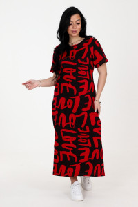 Платье женское ПТК-438 3027 кулирка (р-ры: 48-58) малиново-красный