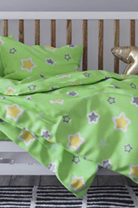 Ясельное постельное белье бязь "Звездочки" зеленый