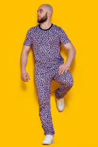 Костюм двойка мужской 2243 "Леопард" (брюки) трикотаж (р-ры: 42-60) фиолетовый