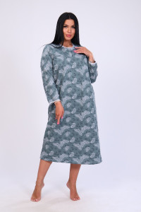 Сорочка женская М37 футер (р-ры: 46-60) бабочки на зеленом