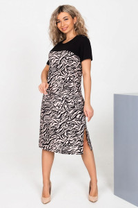 Платье женское "Аида" кулирка (р-ры: 48-58) тигр черный