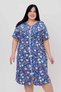 Халат женский 1238/5 "MAX" кулирка (р-ры: 60-74) голубой