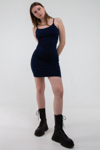 Платье женское П 301-9 кулирка с лайкрой (р-ры: 40-46) темно-синий