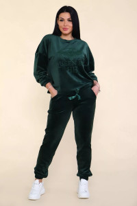 Костюм двойка женский 635 "QUEEN BEE" велюр стрейч (последний размер) изумруд 56