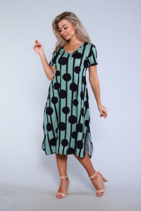 Платье женское Р-4493 "Арлет" кулирка (р-ры: 48-58) зеленый-черный