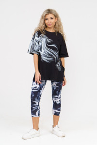 Костюм двойка женский 909 кулирка с лайкрой пенье (р-ры: 44-54) черный-черный