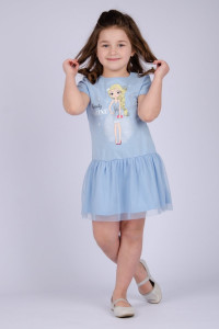 Платье детское "Снежка" ПлД-41 кулирка (р-ры: 104-128) голубой
