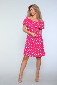 Платье женское "Романс" Р-4416 кулирка (р-ры: 44-54) горошек розовый