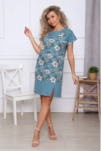 Туника женская 526 кулирка (р-ры: 48-62) зеленый-белый клетка