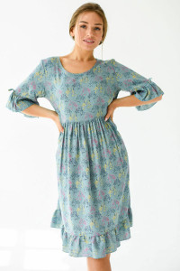 Платье женское "Луна" штапель (р-ры: 44-54) серо-голубой