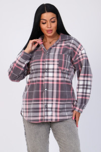 Рубашка женская "Оверсайз" М395 флис (р-ры: 44-54) серый