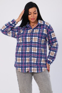 Рубашка женская "Оверсайз" М395 флис (р-ры: 44-54) синий
