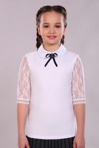 Блузка школьная №13237 кулирка с лайкрой (р-ры: 122-164) белый
