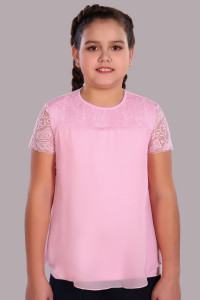 Блузка школьная "Анжелика" кулирка с лайкрой (р-ры: 122-164) светло-розовый