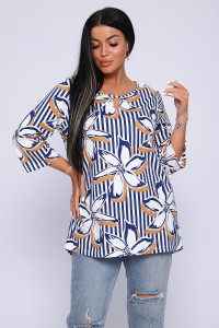 Туника женская №71074 кулирка (р-ры: 48-66) синий