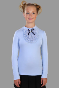 Блузка школьная 13156 "Лилия" кулирка с лайкрой (р-ры: 122-164) светло-голубой