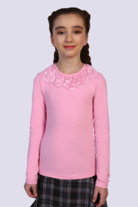 Блузка школьная 13141 "Вероника" кулирка с лайкрой (р-ры: 122-164) светло-розовый