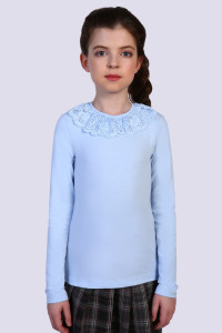 Блузка школьная 13141 "Вероника" кулирка с лайкрой (р-ры: 122-164) светло-голубой