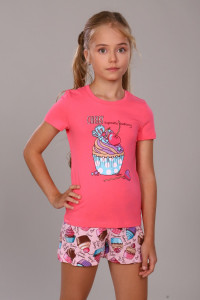 Пижама детская "Кексы" ПД-009-027 кулирка с лайкрой (р-ры: 122-176) розовый
