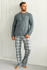 Пижама мужская "Ковбой" 2122-К кулирка (р-ры: 48-58) серый