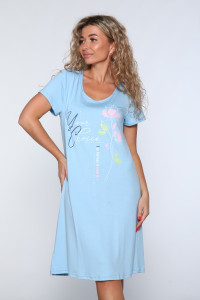 Сорочка женская М351 "Роза" вискоза (р-ры: 46-60) голубой