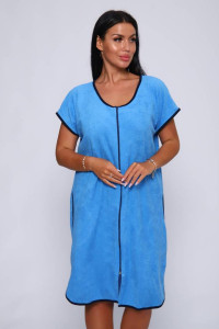Халат женский Х-324 махра (р-ры: 46-60) голубой-темно-синий
