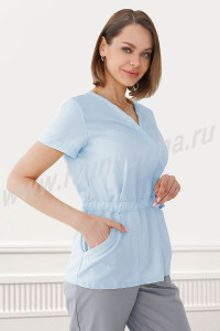 Блуза медицинская женская "Ангелина" панацея (последний размер) голубой 44-46