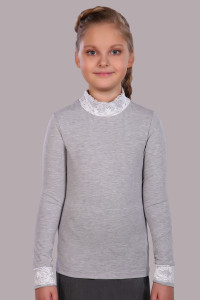 Блузка школьная №13119 "Дженифер" кулирка (р-ры: 122-164) серый меланж