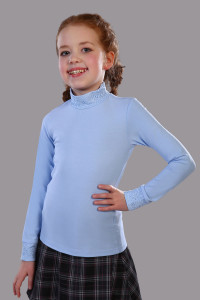 Блузка школьная №13119 "Дженифер" кулирка (р-ры: 122-164) светло-голубой