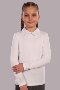 Блузка школьная №13173 "Камилла" кулирка (р-ры: 122-164) белый