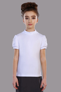 Блузка школьная №13133 "Бэлль" кулирка с лайкрой (р-ры: 122-164) белый