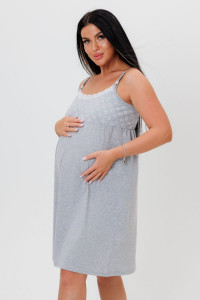 Сорочка для беременных №1821/1 кулирка (р-ры: 44-54) серый ромашки