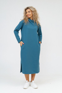 Платье женское П-033 футер 2-х нитка гладкокрашеный (р-ры: 46-56) петроль