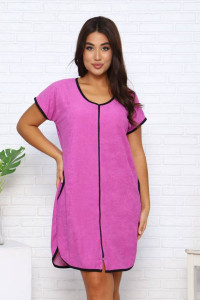 Халат женский Х-324 махра (р-ры: 46-60) сиреневый-темно-синий